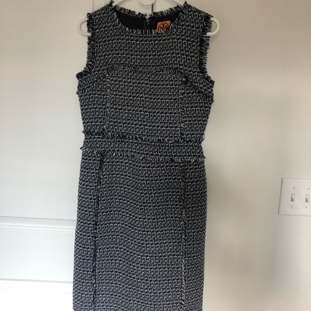 Tory Burch Black/Navy Mid-Length Work/Office Dress